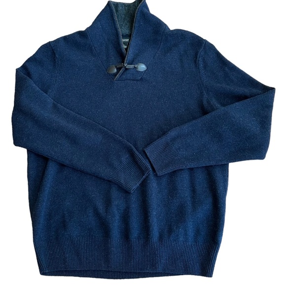 Hagger Clothing Mens Navy‎ Blue Lambswool Knitted Shawl Neck Sweater Size XL - Picture 1 of 12